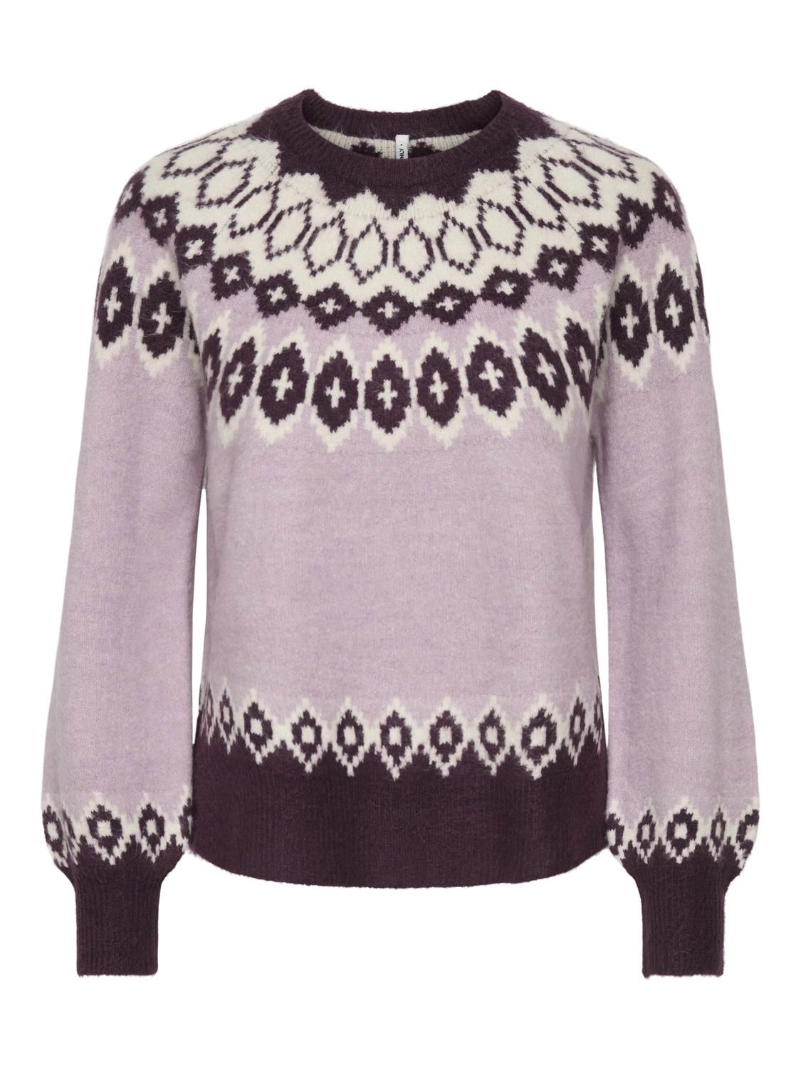 Onlrusty Ls Fair Isle O-Neck Bf Knt Lilla