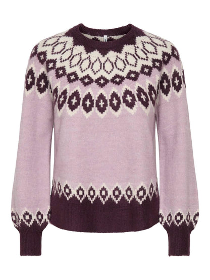Onlrusty Ls Fair Isle O-Neck Bf Knt Lilla