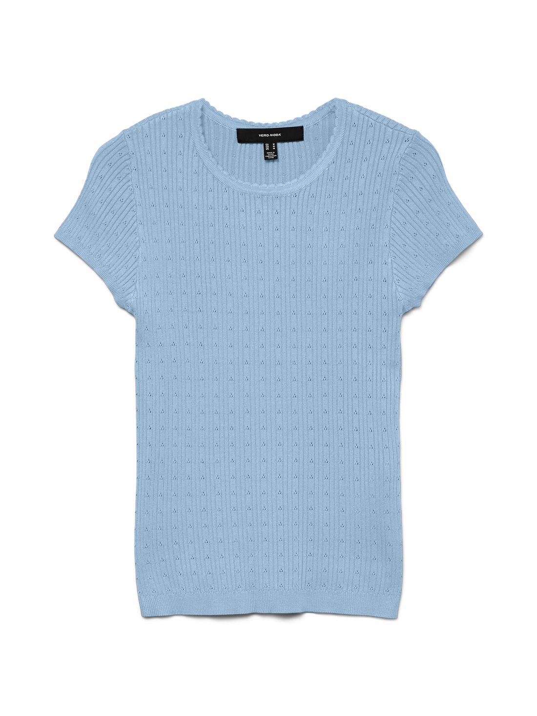 Vmsilje C/s O-Neck Pointelle Pull Noos Blå