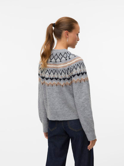 Vmtammy Ls O-Neck Nordic Cardigan Ga Grå