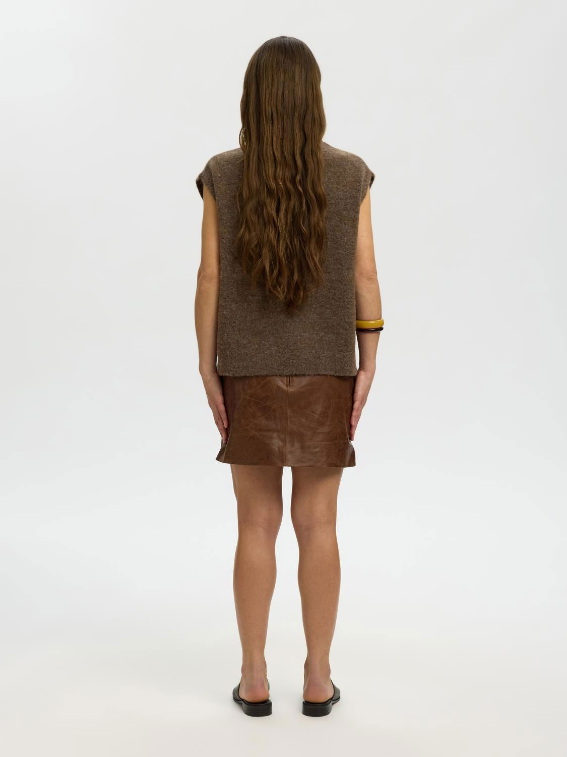 Slwlulu Sl Knit Vest Noos Brun