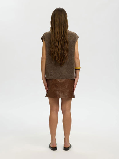 Slwlulu Sl Knit Vest Noos Brun