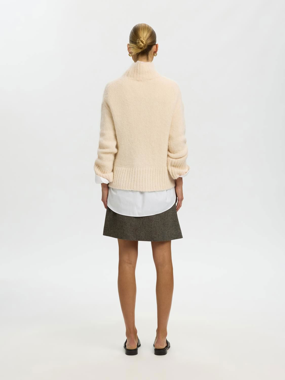 Slwgabriella Ls Knit High Neck Noos Hvit