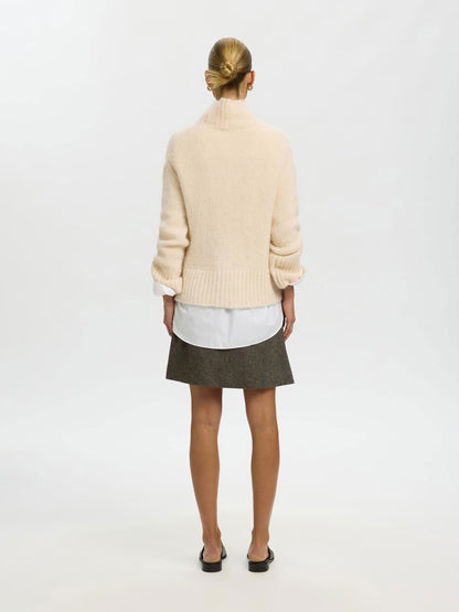 Slwgabriella Ls Knit High Neck Noos Hvit