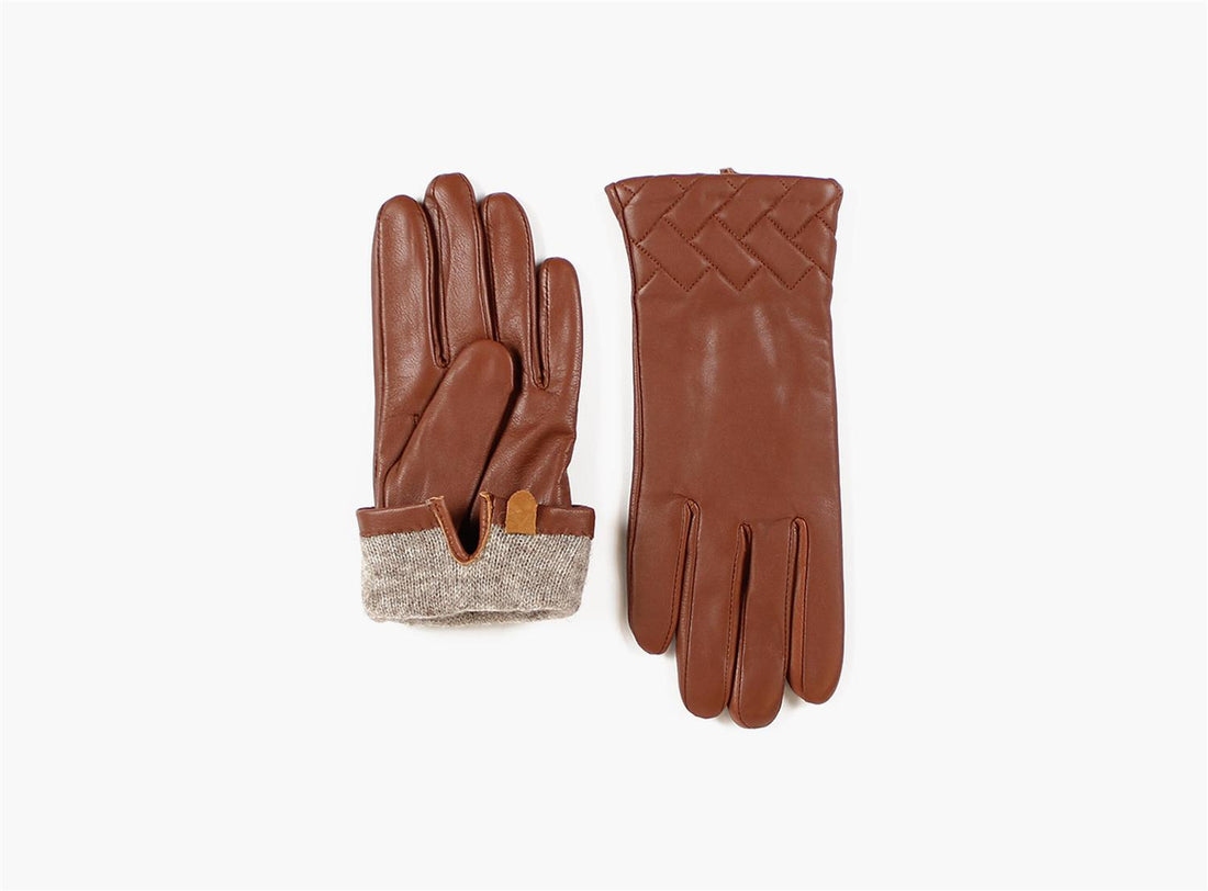 MANZINI Mina Leather Gloves Cognac