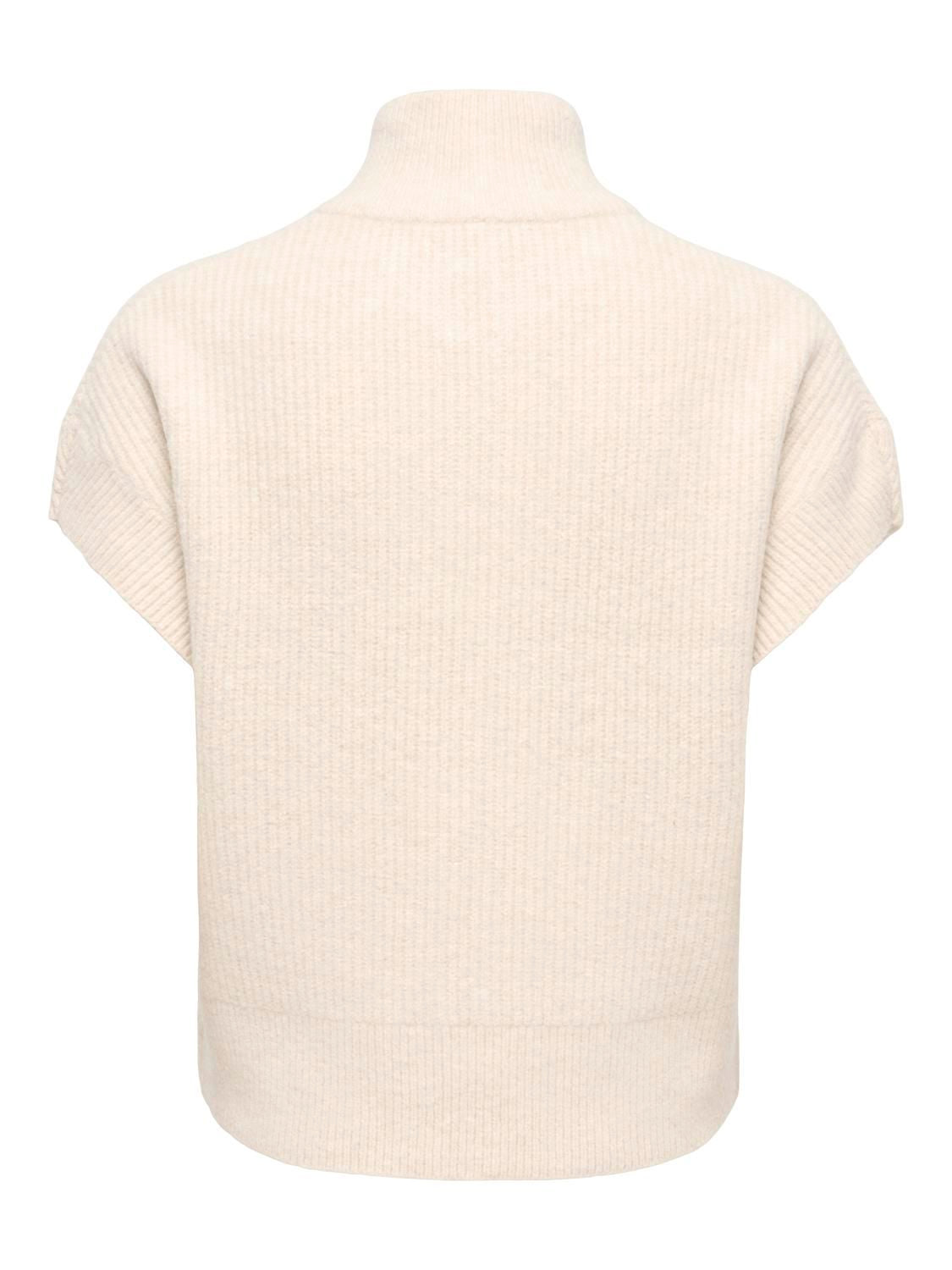 Onlbianca Sl Highneck Zip Vest Knt Beige