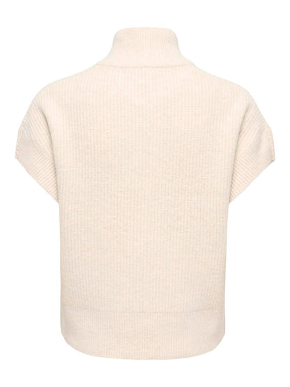Onlbianca Sl Highneck Zip Vest Knt Beige