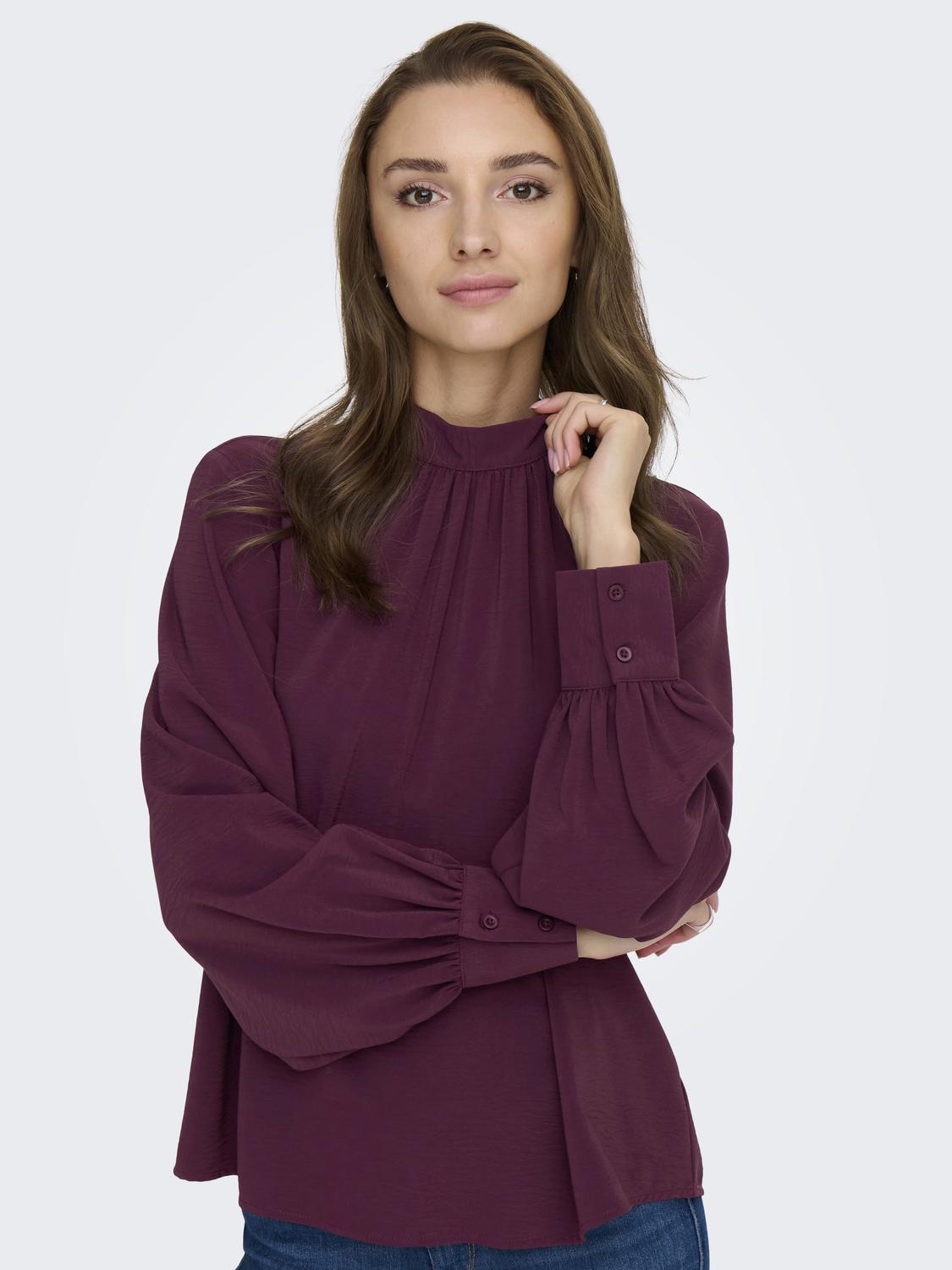 Jdyaya L/s Hn Top Wvn Dia Mørkelilla