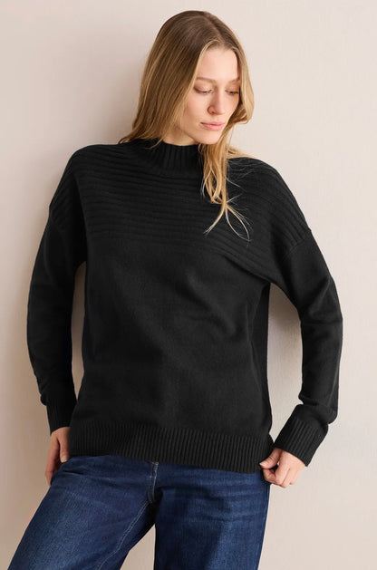 STRUCTURE MIX TURTLE NECK Svart