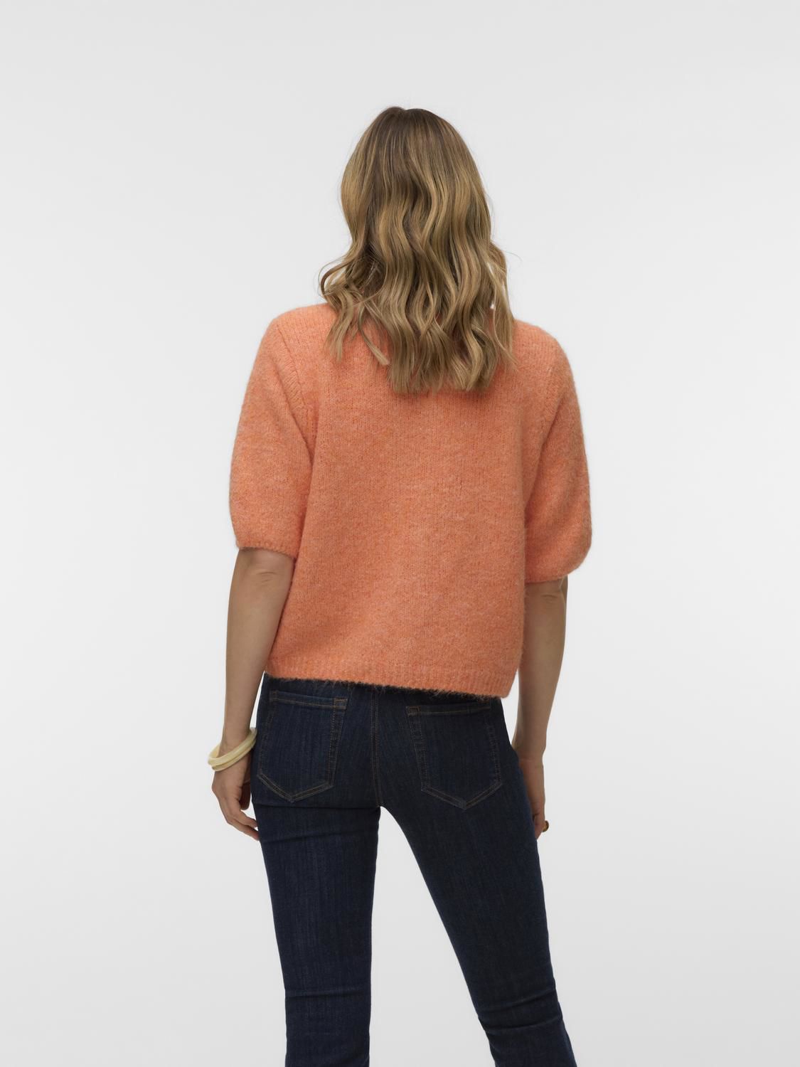 Vmkara 2/4 O-Neck Button Cardigan Exp Oransje