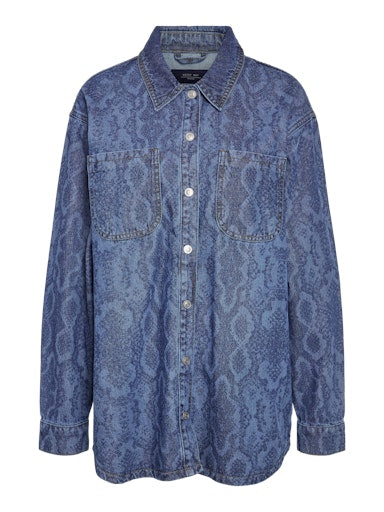 NMALVA SNAKE DENIM SHIRT Blå