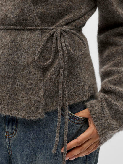 Objnete L/s Re Tie Cardigan Noos Brun