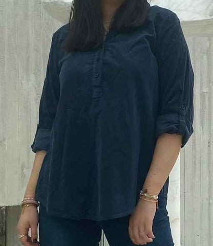 Skjortebluse Cord Jeansblå