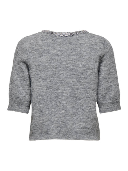 Jdyalva Life 2/4 Embel Cardigan Knt Noos Mellomgrå