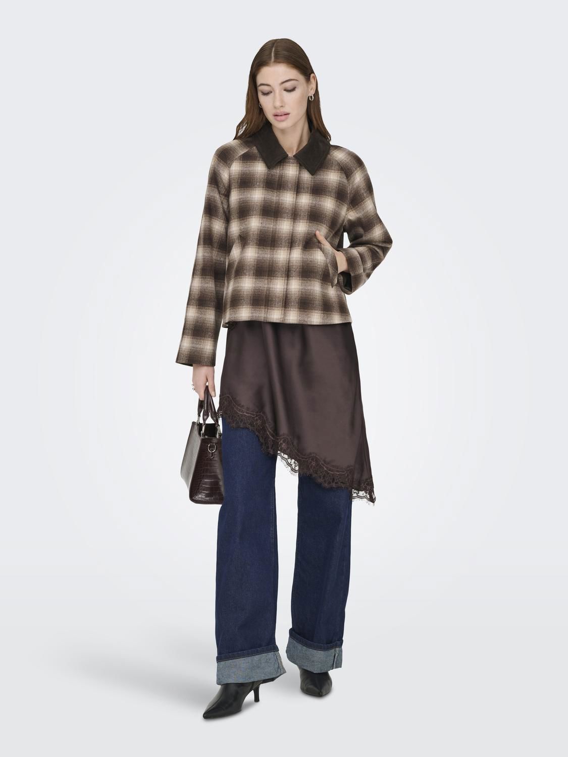 Onlkine Checked Cord Jacket Cc Otw Grå
