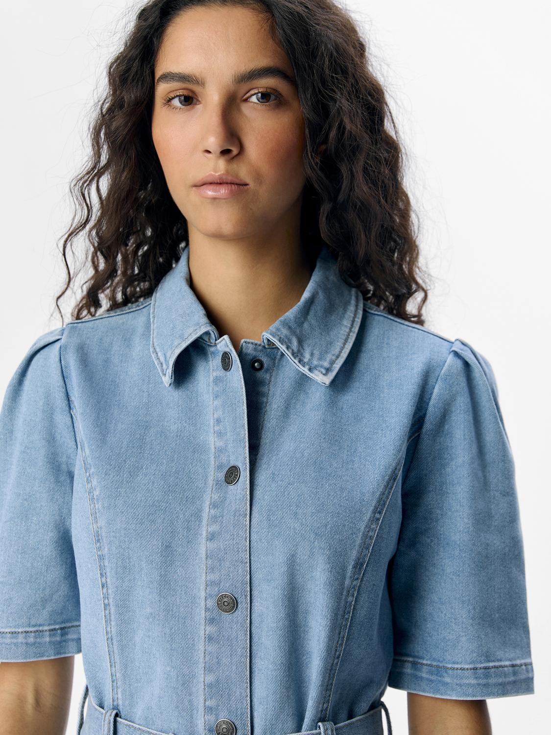 OBJCAROL DENIM DRESS REP Lyseblå