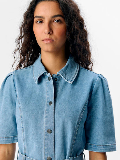 OBJCAROL DENIM DRESS REP Lyseblå