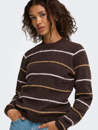 Jdysigrid Life L/s On Struc Pullover Knt Brun