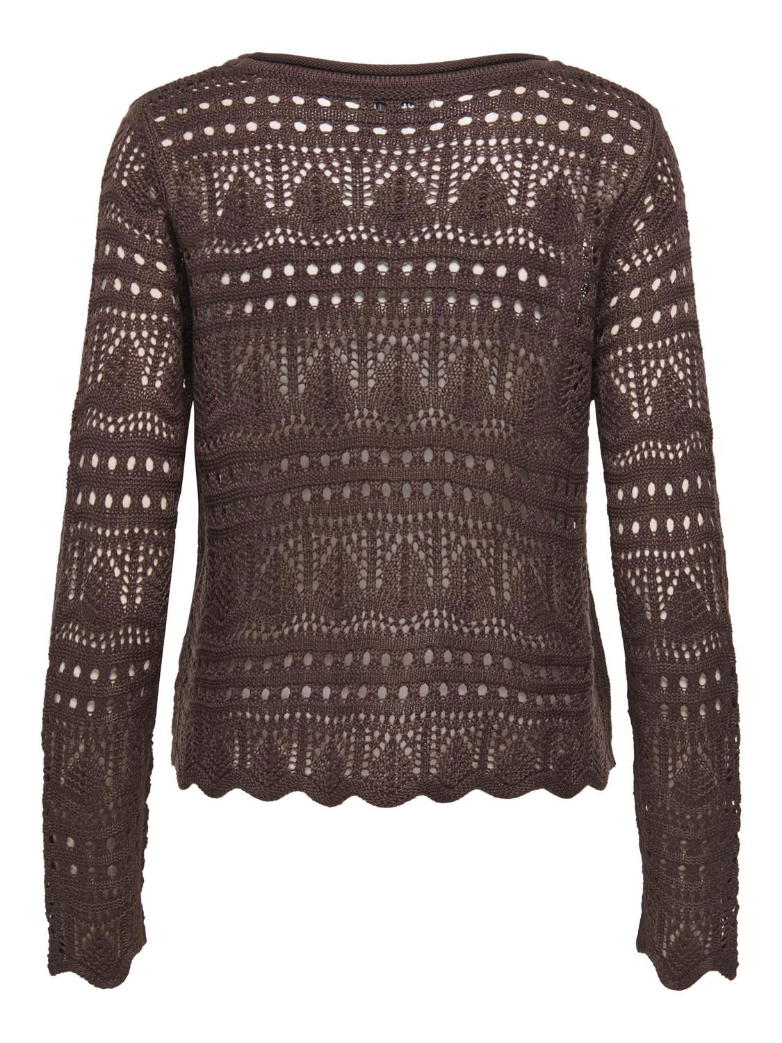 Jdysun Lay L/s Boatneck Pullov. Knt Noos Brun