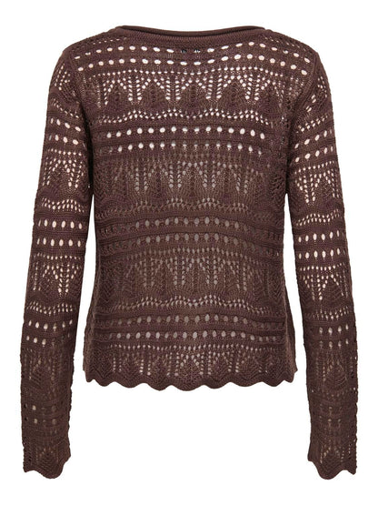 Jdysun Lay L/s Boatneck Pullov. Knt Noos Brun