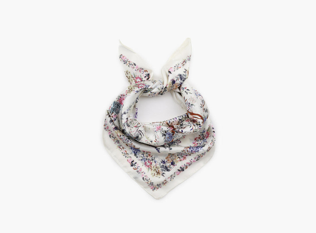 Satengskjerf med mønster Lys Rosa