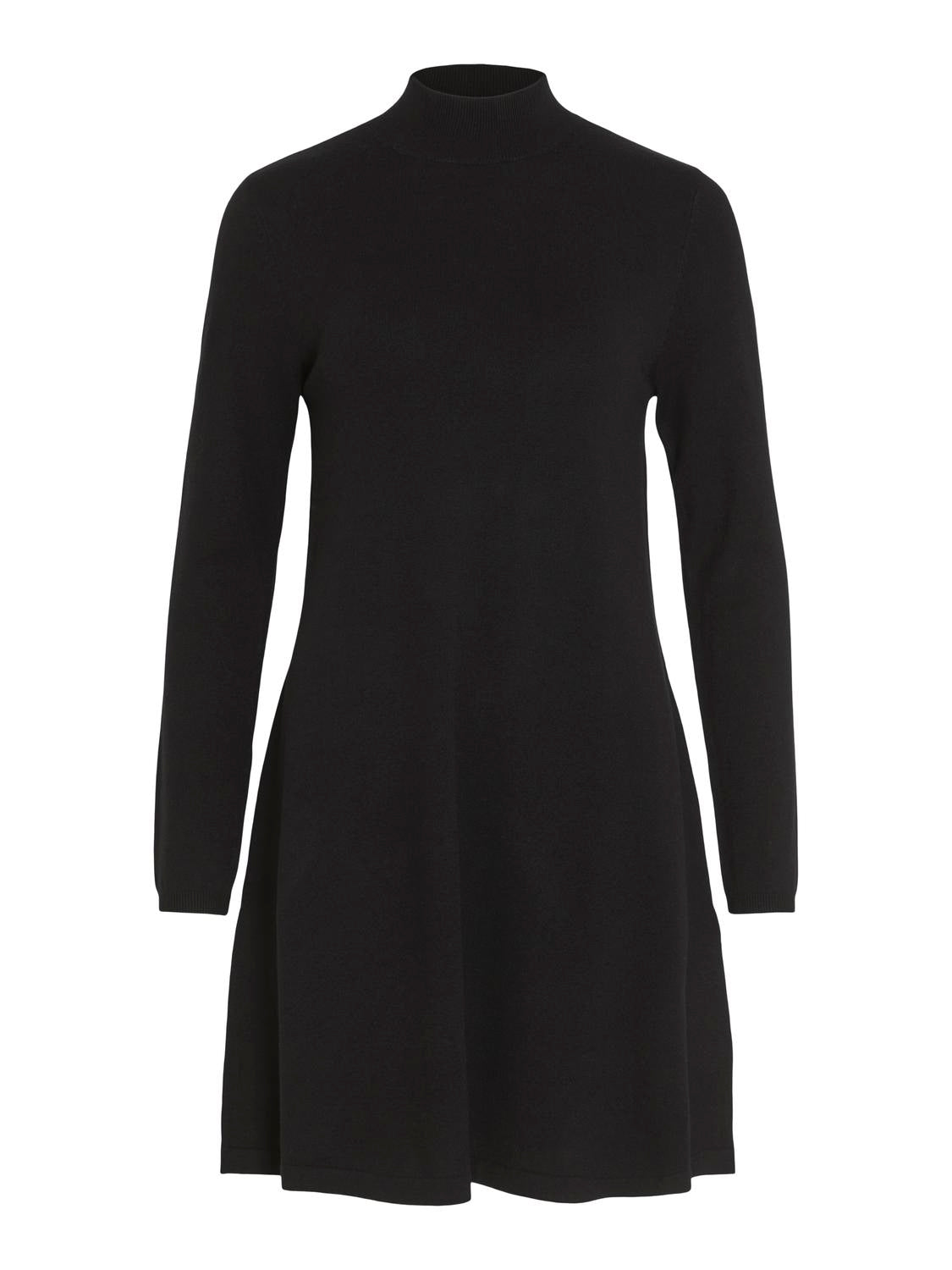 VICOMFY A-LINE ROLLNECK KNIT DRESS/SU/PB Black