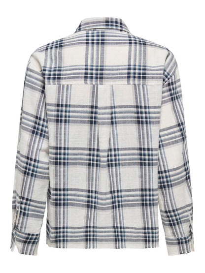 Onlpotsdam Abbie Ls Check Shirt Moch Wvn Hvit