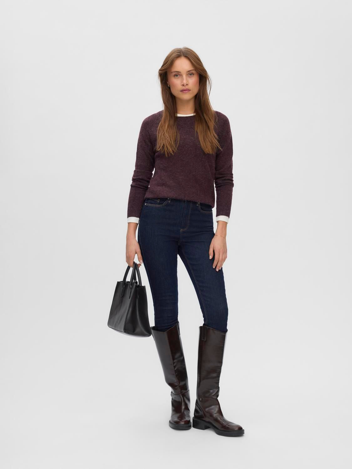 Vmdoffy Ls O-Neck Blouse Ga Noos Burgunder