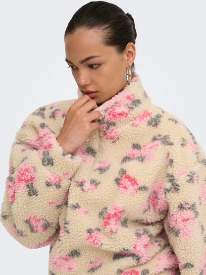Onlnew Janne L/s Half Zip Box Swt Grå