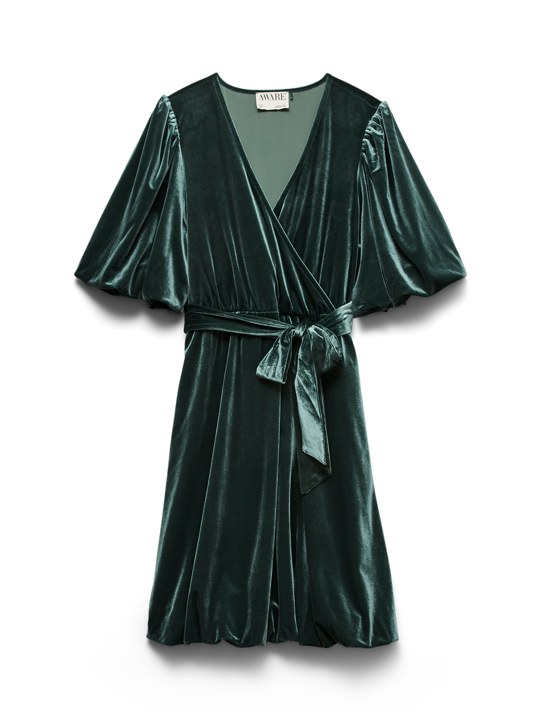 Awbeatricia 2/4 V-Neck Short Dress Mørketurkis