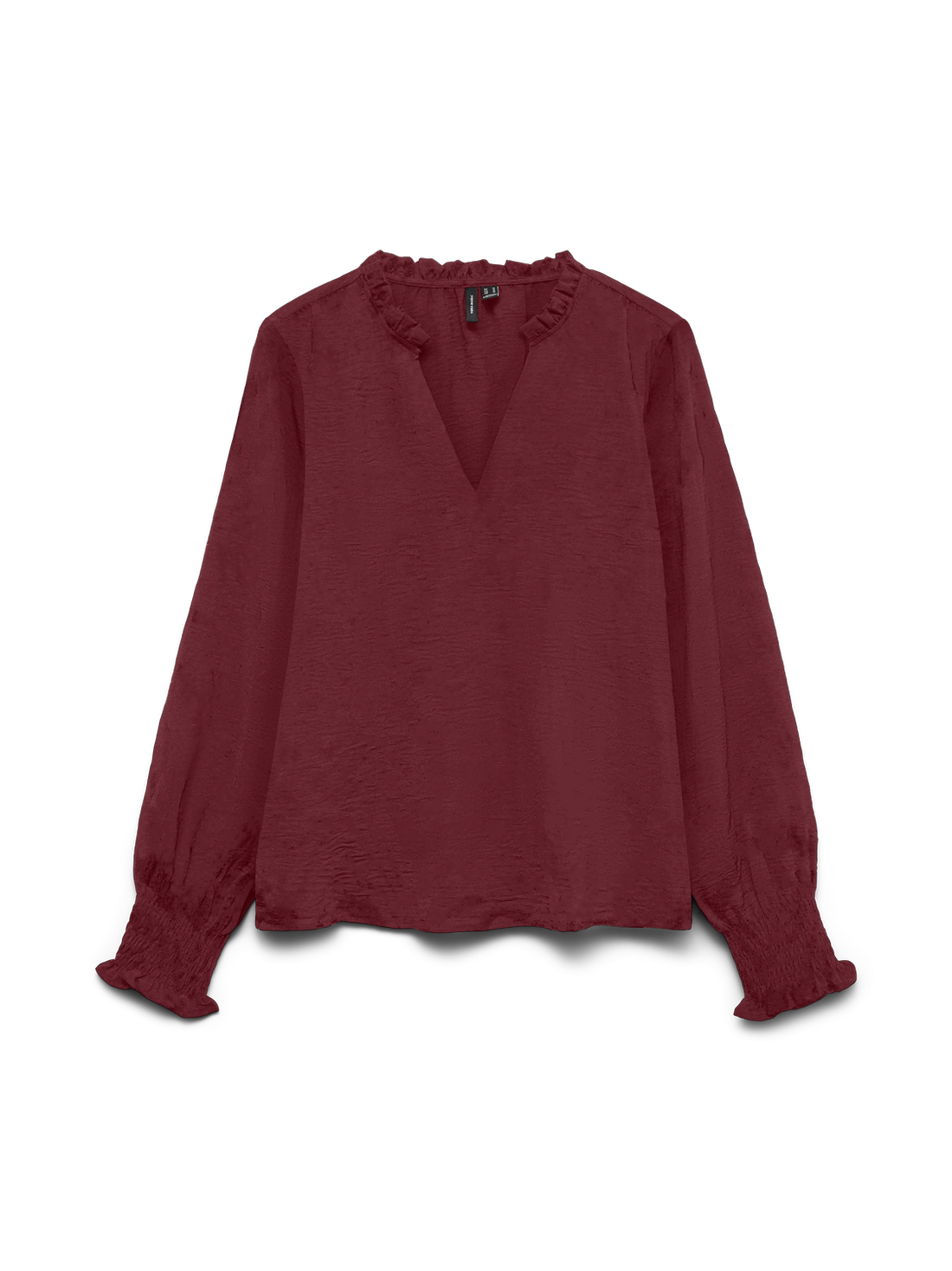 Vmcarla Foil L/s V-Neck Top Wvn Ga Mørkerød