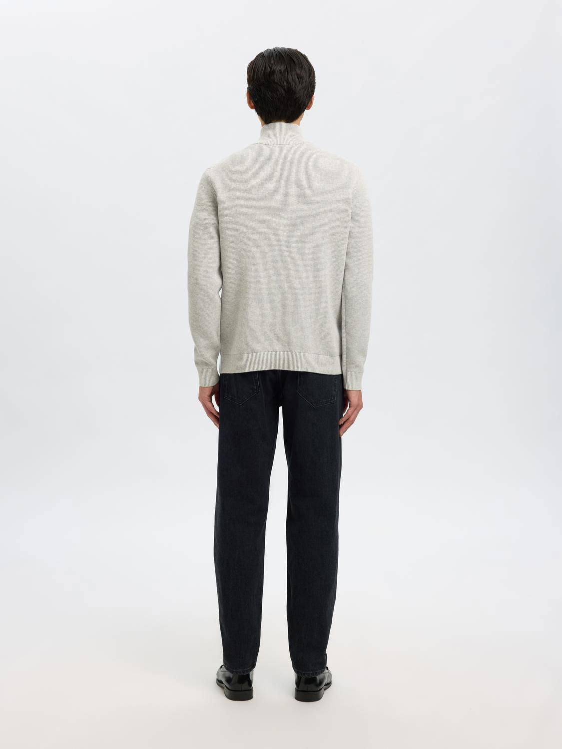 Slmdane Ls Knit Structure Half Zip Noos Grå