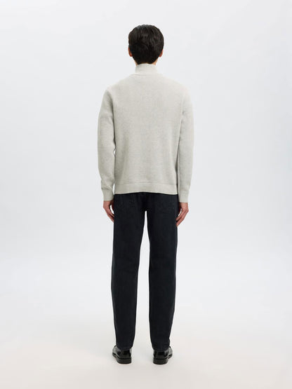 Slmdane Ls Knit Structure Half Zip Noos Grå
