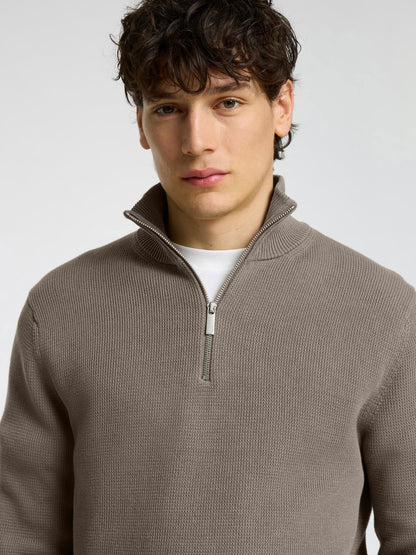Slmdane Ls Knit Structure Half Zip Noos Lys Brun