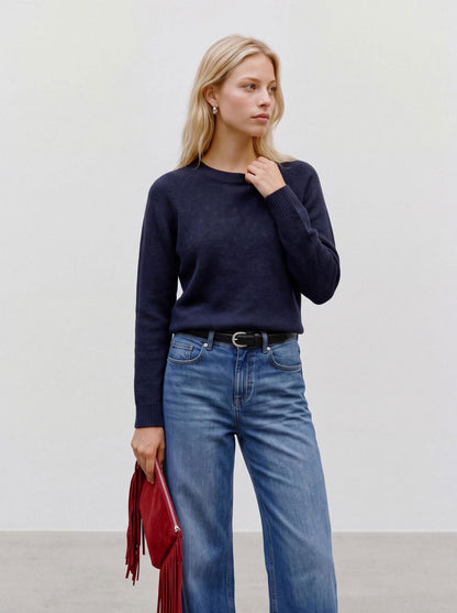 Vmdoffy Ls O-Neck Blouse Ga Noos Blå