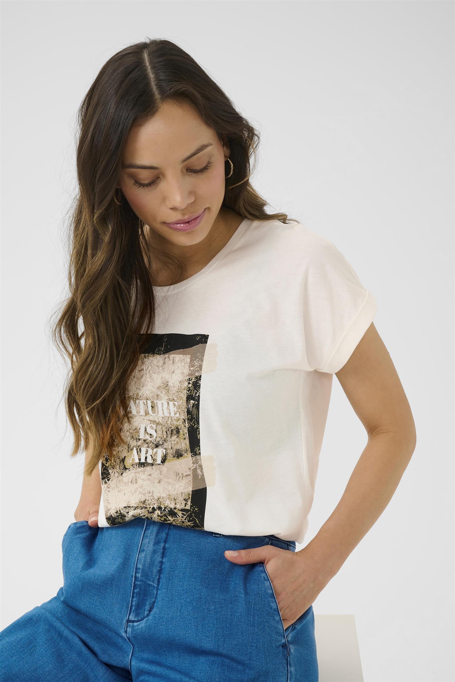 Crsita T-Shirt Green Beige Nature Is Art
