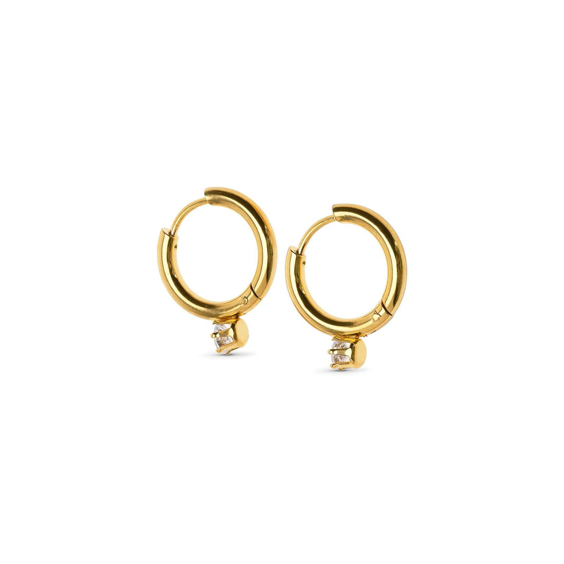 Oline - Crystal Hoop Earrings Stainless Steel Gull