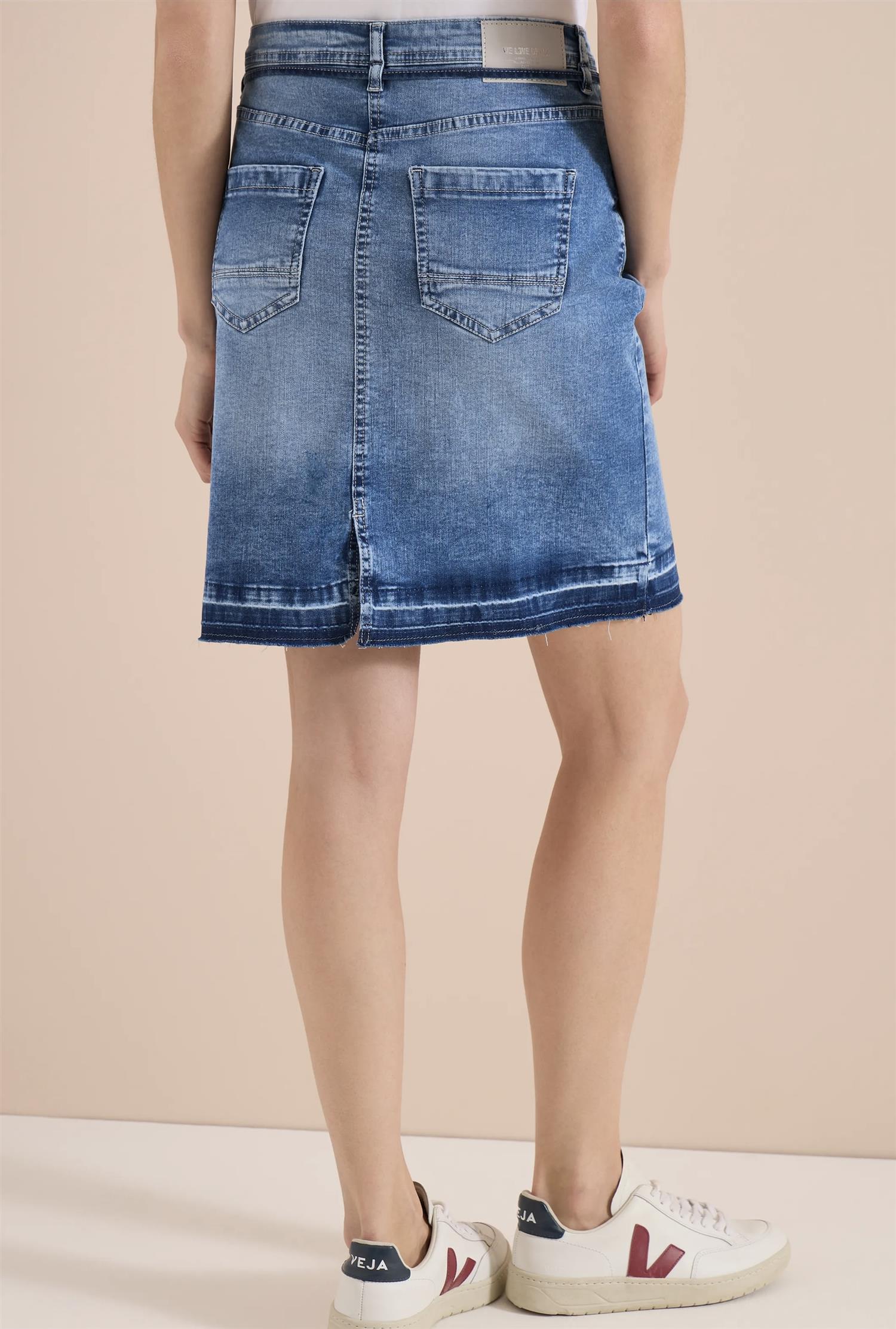 DENIM SKIRT HEM DETAIL Blå