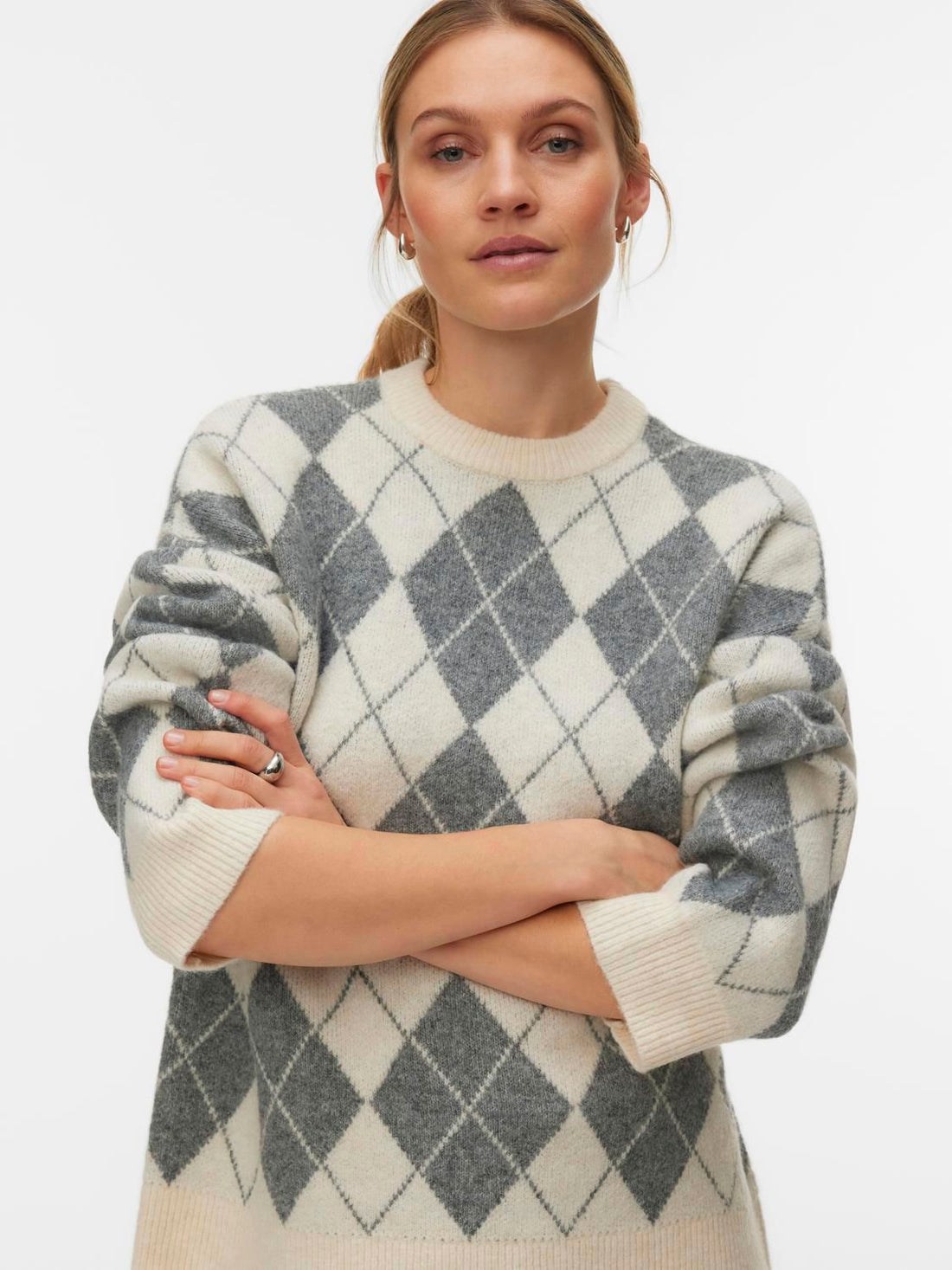 Vmhalo Ls O-Neck Pullover Boo Grå