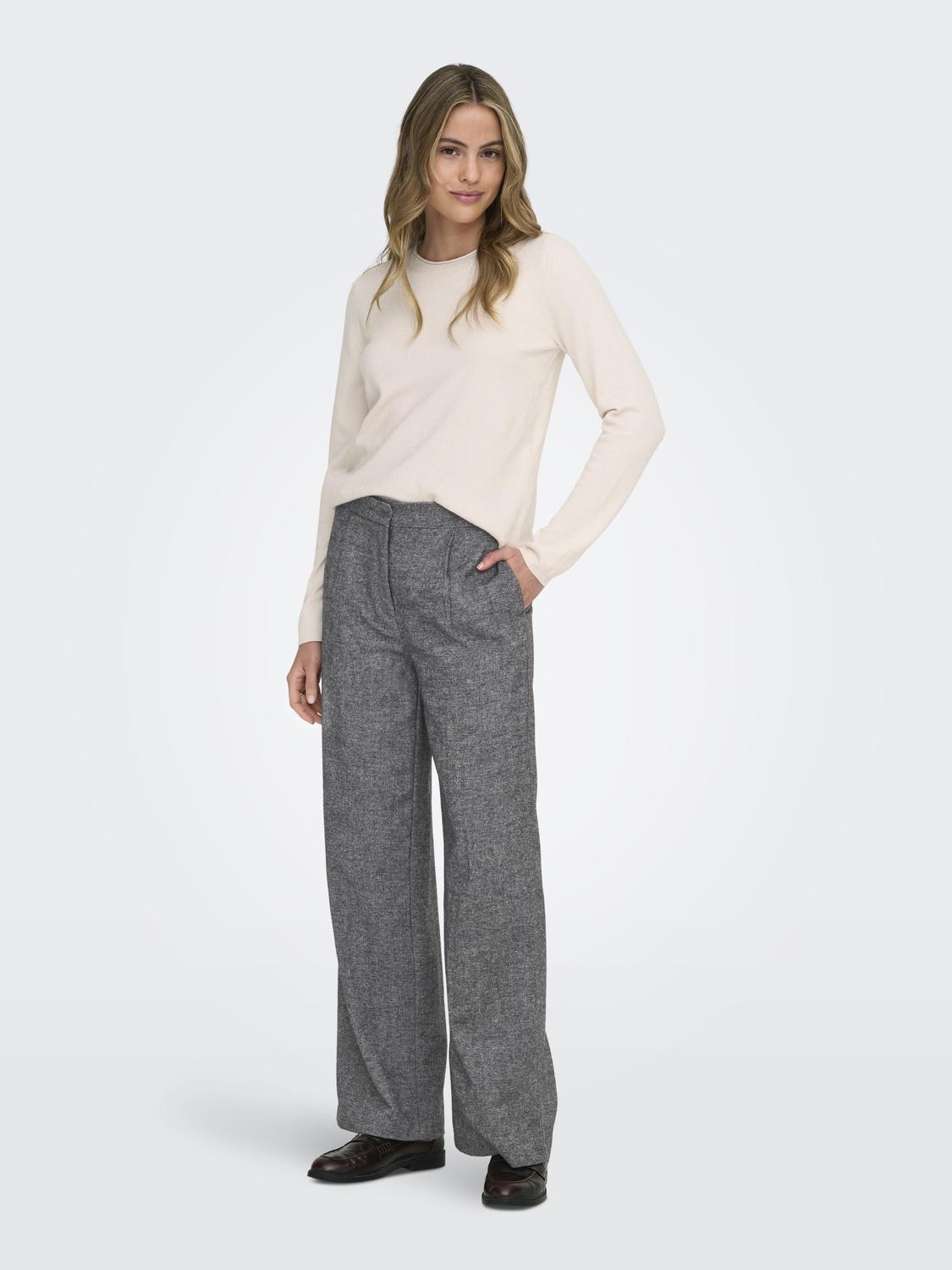 Onlbekka Life Hw Wide Wool Look Pant Tlr Grå
