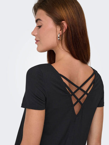 Onlbera Back Lace Up S/s Dress Jrs Noos Sort