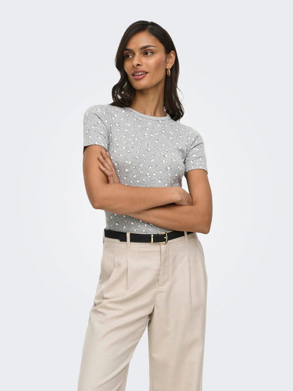 Jdylucky S/s O Neck Top Jrs Noos Grå