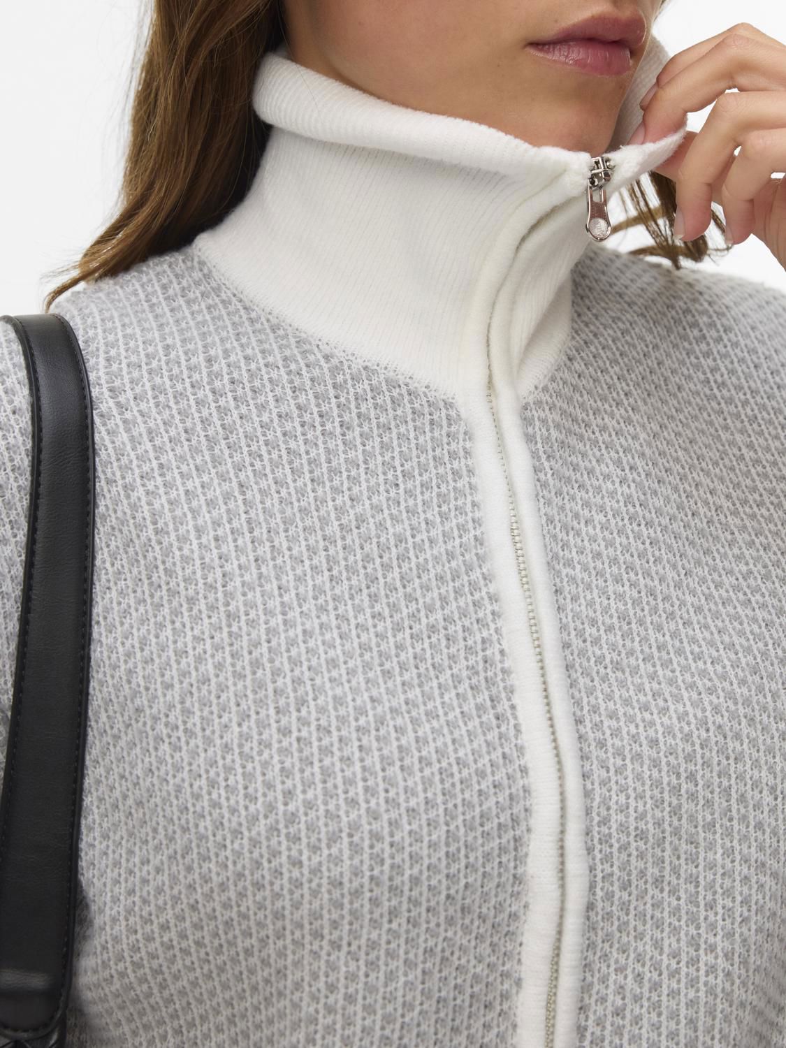 Awollie Ls Zip Knit Cardigan Hvit