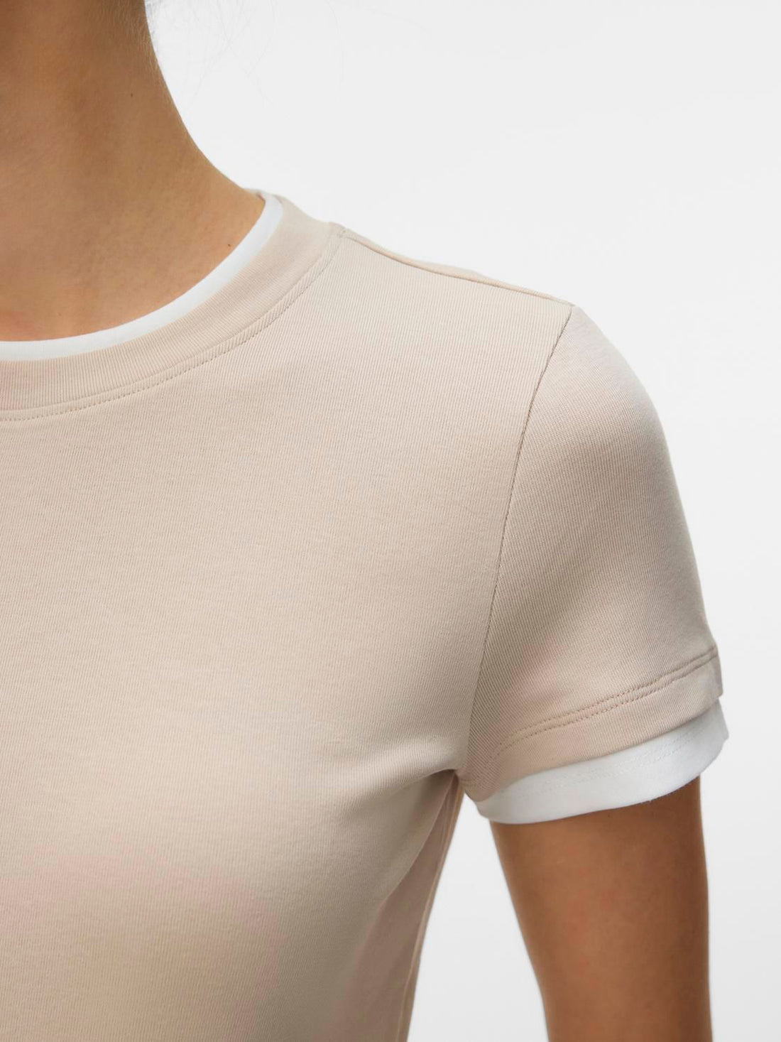 Vmkendall Ss O-Neck Top Jrs Beige