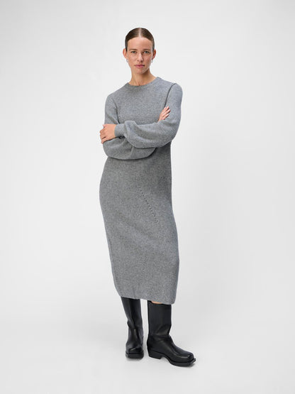 Objditte Re L/s Knit Midi Dress Noos Mellomgrå