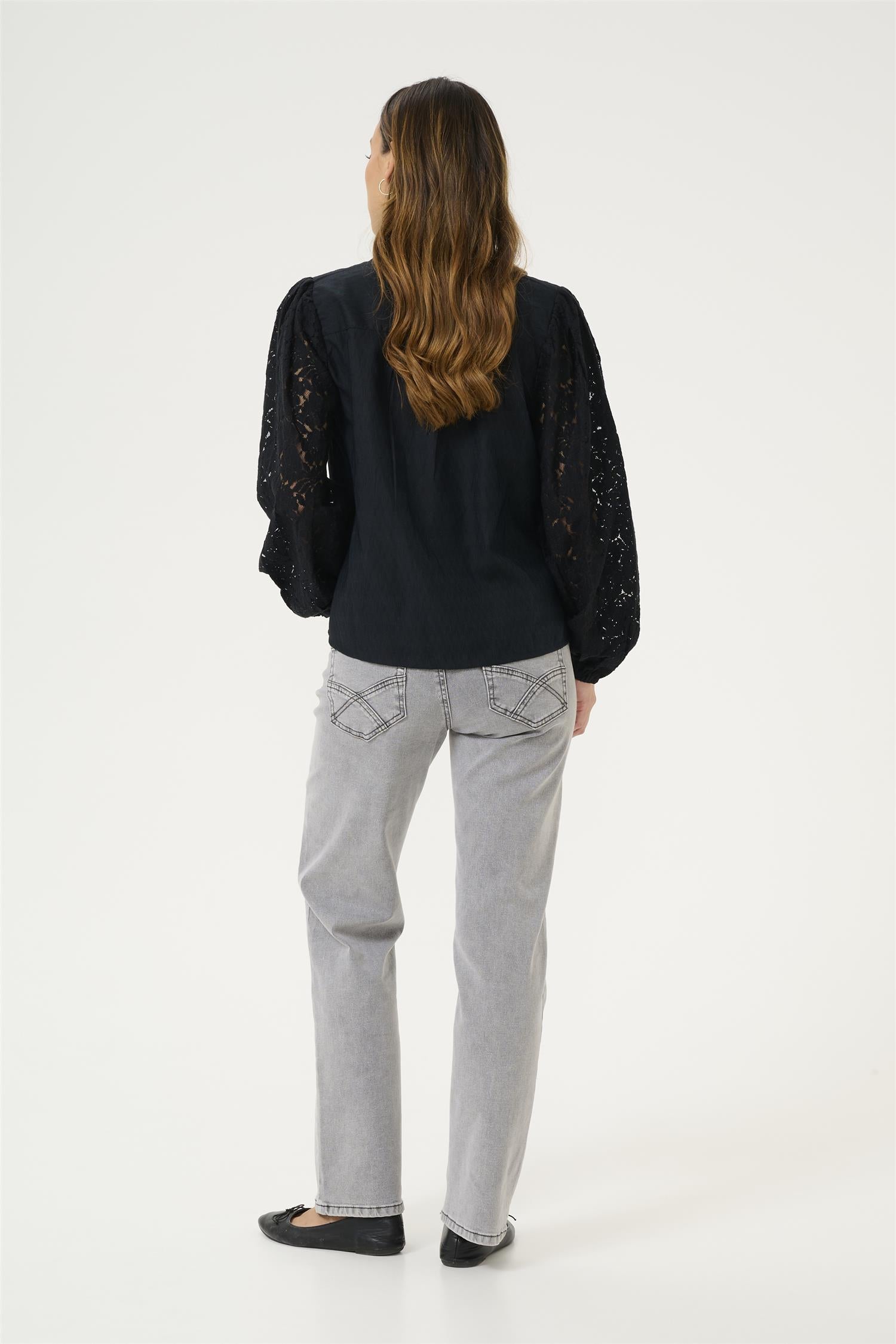 Crliselin Lace Blouse Mørkeblå