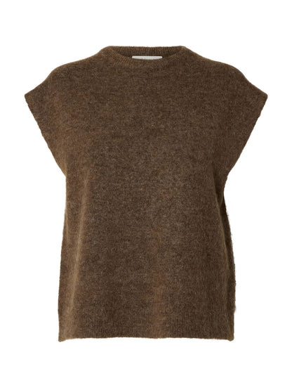 Slwlulu Sl Knit Vest Noos Brun