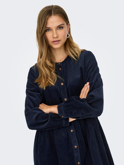 Jdyshiraz L/s Dress Wvn Dia Mørkeblå