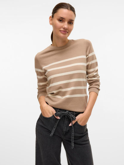 Vmsaba Plain Ls O-Neck Pullover Ga Noos Beige
