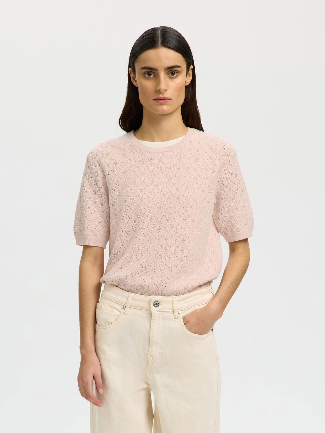Slfhelen 2/4 Knit O-Neck Rosa